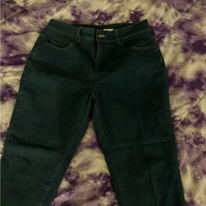 Blue denim with zipper at bottom